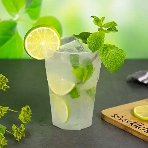 Produktbild: Silverkitchen 100x Cocktailbecher 300ml - Mehrwegbecher aus Plastik 0,3 Liter, Trink Becher Set Plastik Mehrweg, Plastikbecher Spülmaschinenfest, Transparent klar, Made in Germany