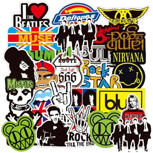 Produktbild: 100 Stück Coole Aufkleber,Scrapbook Aufkleber, Kinder Sticker, Rock Sticker für Auto Fahrrad Motorrad Skateboard Gepäck Aufkleber MacBook iPad DIY Scrapbooking Spielzeug