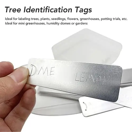 Produktbild: 100 Stück Doppelseitige Wasserdichte Aluminium-Pflanzenanhänger mit Doppeltem Ösen-Design für Bäume, Setzlinge, Blumen, Gewächshäuser