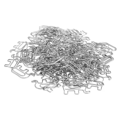 Produktbild: 100 Stück Edelstahl-Büroklammern in Elefantenform für Dokumente, Notizbücher, Scrapbooking, mit Aufbewahrungsbox, Büro, Schule (SILVER)