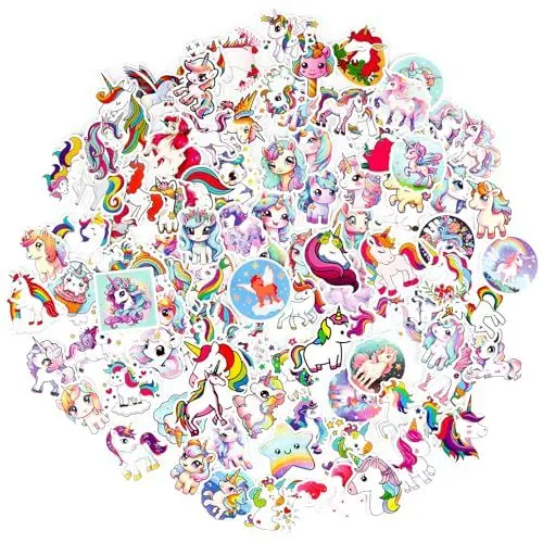 Produktbild: 100 Stück Einhorn Aufkleber, Wasserdicht Vinyl Stickers für Auto Motorräder Laptop Fahrrad Skateboard Snowboard Gepäck Aufkleber MacBook iPad für Kinder Jugendliche Erwachsene