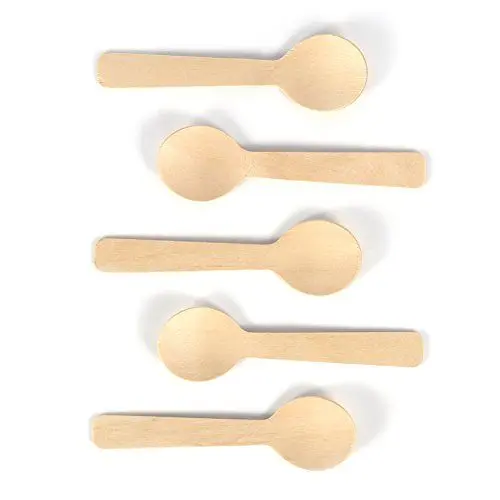 Produktbild: 100 Stück Einweg Holzlöffel, umweltfreundlich, Dessert, Eis, Teelöffel, 10 cm, Besteck, Besteck für Party, Hochzeit, Zuhause, täglichen Gebrauch