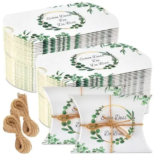Produktbild: 100 Stück Gastgeschenk Kommunion Schön Dass Du Da Bist Gastgeschenke Hochzeit Geschenkboxen Klein Kissenschachteln 9 * 6 * 2.5cm