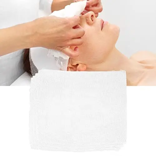 Produktbild: ZJchao 100 Stück Weiche Baumwoll-Gaze-Gesichtsmaske, Einweg-Gesichtsmaske für kosmetische Entfernung, Quadratisch, für Spas und Schönheitssalons