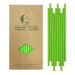 Produktbild: 100 Stück Grüne Papier Strohhalme, 7,75 Zoll Premium Frühling Grüne Papier Trinkhalme Strohhalme für Geburtstag Hochzeit Partys, 100% Biologisch Abbaubar und Kompostierbar