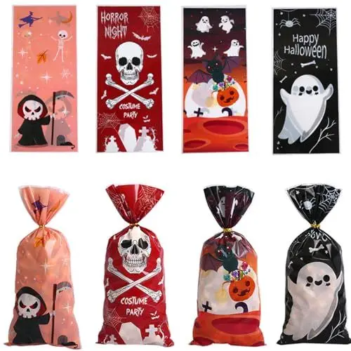 Produktbild: 100 Stück Halloween Tüten für Süßigkeiten,Süßes Oder Saures Taschen,Halloween Geschenktüten für Süßigkeiten Kekse Kleine Spielzeuge Schokolade