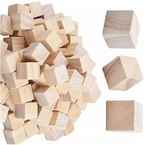 Produktbild: 100 Stück Holzklötze, 2 Cm Kleine Holzwürfel, DIY-Holzwürfel, Fein Geschliffene, Unlackierte Holzklötze für Kunsthandwerk und Heimdekoration