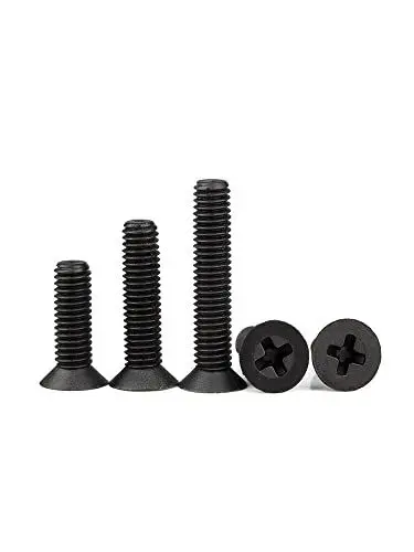Produktbild: SEIDER 100 Stück M2 M2,5 M3 M4 M5 M6 Schwarze Nylon-Senkkopfschrauben, Kunststoff, Flache Maschinenschraube, Länge 5–50 mm(M2x10(100pcs))