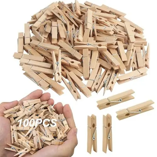Produktbild: 100 Stück Mini Wäscheklammern 2.5cm Mini Holzklammern Klein, Mini Wäscheklammern Holz Klein Holzklammer Deko Klammern, für Fotowand Notizen und DIY-Projekten
