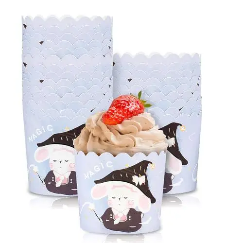 Produktbild: Muffin Papierförmchen, 100 Stück Muffinförmchen Papier Backförmchen Muffin Förmchen Papier Cupcake Wrappers für Backtage Geburtstage Hochzeiten Partys