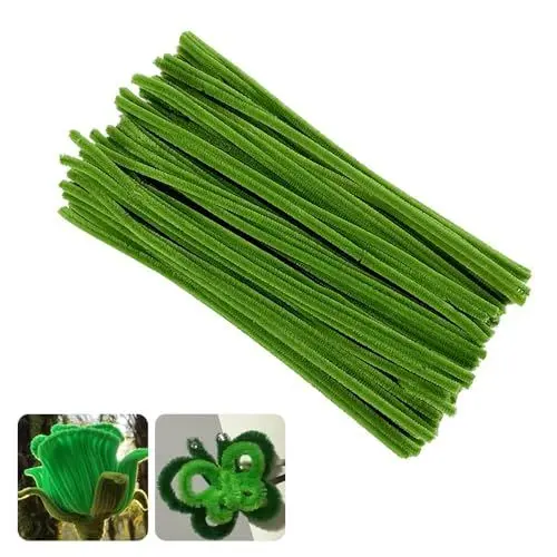 Produktbild: Pfeifenreiniger zum Basteln Pfeifenputzer Grün Chenilledraht Pfeifenputzer zum Basteln Plüschdrähte Biegeplüsch Basteldraht Drahtskulpturen Lang Pipe Cleaner Grün für DIY Handwerksprojekte 100 Stück
