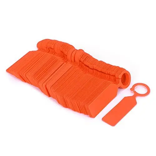 Produktbild: Atyhao Hängende Blumenanhänger 100 Stück Gartenetiketten Setzlinge Pflanze Baum Zubehör Ring Schnalle Schild Markierungen 11 X 2,4 cm Beschriftung Pflanzenbaumanhänger (Orange Gelb)