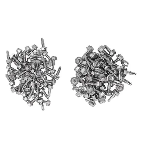 Produktbild: 100 Stück Selbstbohrende Sechskantschrauben aus 410 Edelstahl, Selbstschneidende Schrauben, Befestigungs-Sortiment, 4,2 X 13 Mm und 4,8 X 13 Mm
