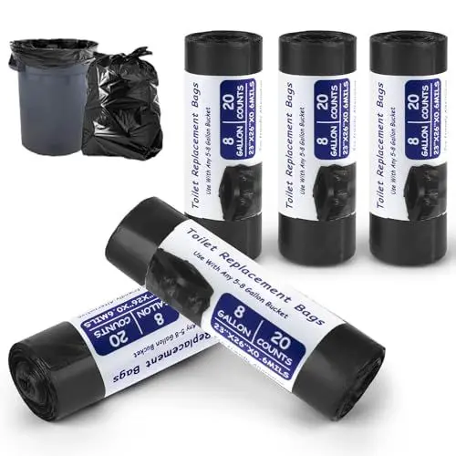 Produktbild: 100 Stück Toilettenbeutel Schwarz Set -Camping Toilettenbeutel Biologisch Abbaubare 30L, Campingtoilette Beutel für Alle Campingtoiletten, Müllbeutel Extra Dick,Wasserdichte, Campingtoilette Zubehör