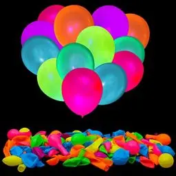Produktbild: 100 Stück UV Neon Luftballons Neon Glüh Party Luftballons UV Schwarzlicht Luftballons leuchten im Dunkeln für Geburtstagsdekorationen Leuchtende Party Zubehör