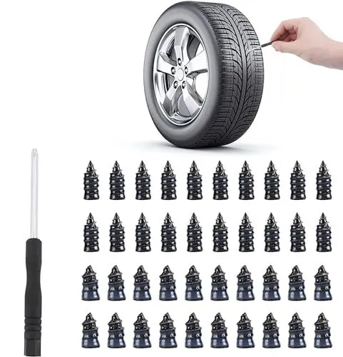 Produktbild: 100 Stück Vakuum Reifen Reparatur Nagel,Reifenreparatur mit Schraubendreher Gumminagel Reifen Nagel Reifenreparaturnägel 2 Größen Schlauchlose Reifen Reparaturset für Auto Motorrad KFZ LKW
