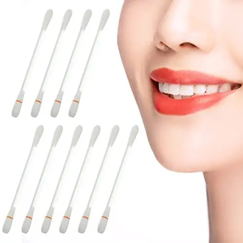 Produktbild: 100 Stück Vitamin E Wattestäbchen für Zahnaufhellung - Einweg VE Lippenöl Baumwolle Swabs Sticks für Lippenbefeuchtung Schutz, Anti-Trocken Feuchtigkeit und Anti-Allergie für Zahnfleisch