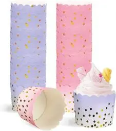 Produktbild: 100 Stücke Muffinförmchen Papier, Mini Muffin Cases Cupcake Formen Papier Muffinpapierförmchen Papierförmchen für Muffins (Rosa + Blau)