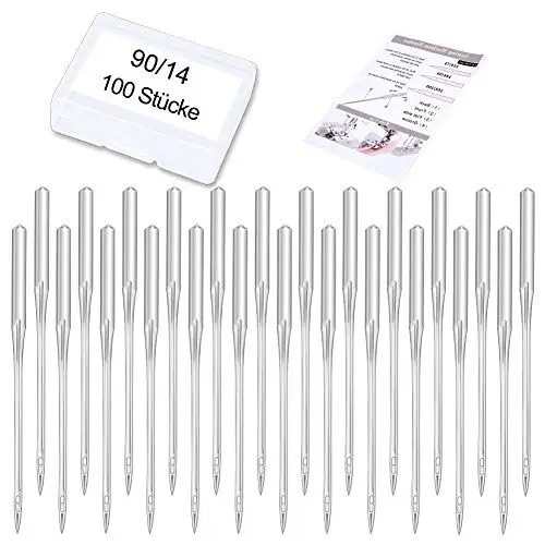 Produktbild: 100 Stücke Nähen Machschine Nadeln, 90/14 Nähmaschine Nadel Set, Universal Maschinennadeln mit Plastik Box für Haushalt Nähmaschine Nähen