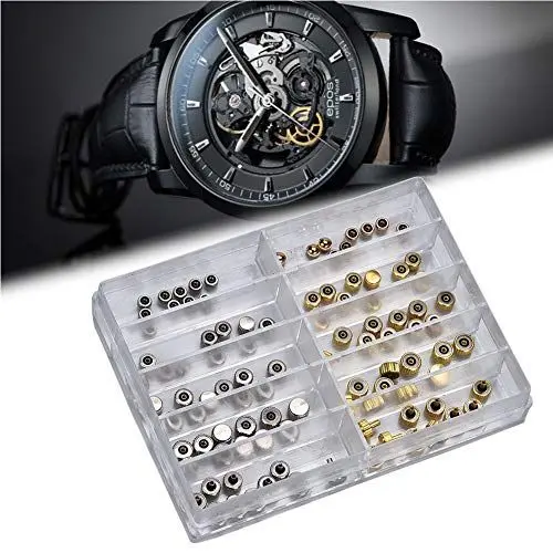 Produktbild: 100 Teile/schachtel Uhr Krone Ersatzteile, Silber Bronze Kupfer Verschiedene Uhr Krone Teile Ersatz Zubehör Uhr Repairing Tool Kit