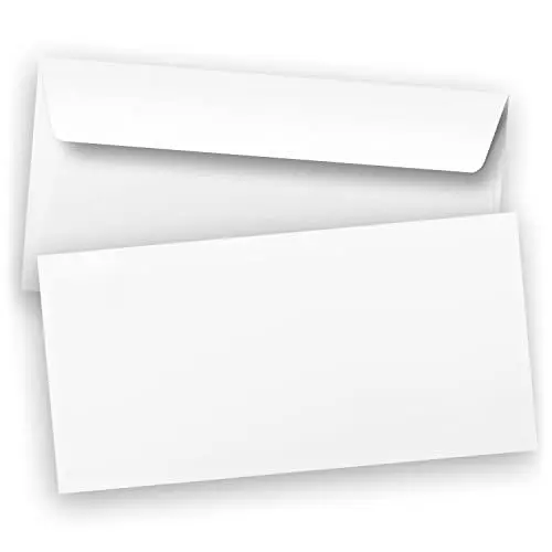 Produktbild: 50 x Briefumschläge DIN LANG (220 x 110 mm), PREMIUM Logo innen, gerade Klappe, selbstklebend OHNE Fenster, Business weiß, 80 g/qm