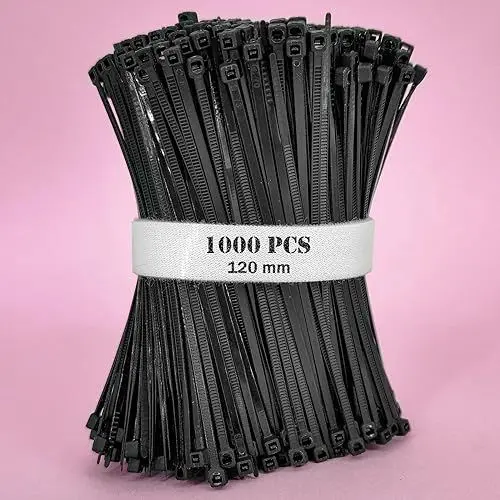 Produktbild: YAMXIN Kabelbinder Klein Schwarz - 120 mm x 2.5 mm - 1000 Stück für Elektroinstallation, Haushalt, Garten, Kabelmanagement