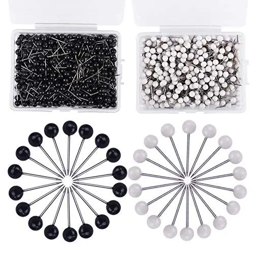 Produktbild: 1000 Stücke Stecknadeln Set, 2 Farben Pinnadeln, Push Pins, Kopf Nadeln für Weltkarte, Pinnwand, Basteln