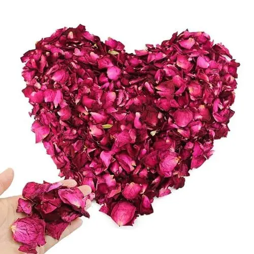 Produktbild: 100g Rosenblüten Getrocknet Blütenblätter Hochzeit Rote Rosenblätter Badewanne Blumen Konfetti Hochzeitskonfetti Geeignet für DIY Hochzeitsdekoration Partydekoration Blumenkonfetti