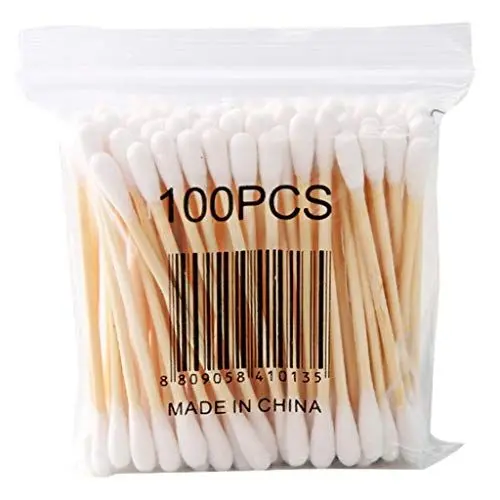 Produktbild: 100PCS Wattestäbchen mit Holzstäbchen Doppelte Breiter Kopf Watteträger Reinigungsstäbchen Naturholz Gossypium Knospen für Clean Care Make up Ohrreinigung Wundpflege Kosmetik Werkzeug