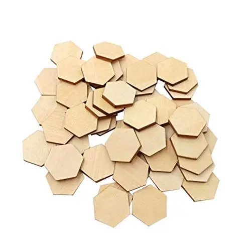 Produktbild: HOMSFOU 100st Holz Blanko Scheiben Metallsterne Zum Basteln Sechseckige Formen Scheibenplatten Kleine Holzstücke Holzspachtelmasse Buche Haushalt Hölzern