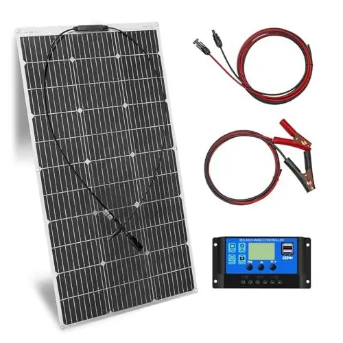 Produktbild: 100W 18V Flexibles Solarmodul Kit Solarpanel System Monokristallines Photovoltaikmodul 18V 10A Solarregler zum Laden von 12V Batterien von Wohnmobilen, Caravans, Booten, Dächern