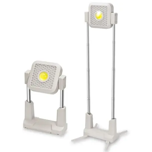 Produktbild: 100W LED Solar Arbeitsleuchte mit dehnbarer Halterung, 10000mAh Akku Arbeitsleuchte USB-wiederaufladbar mit 4 Modi, IP66 wasserdicht Campinglampe Tragbar im Freien für Notfälle,Baustelle,Camping