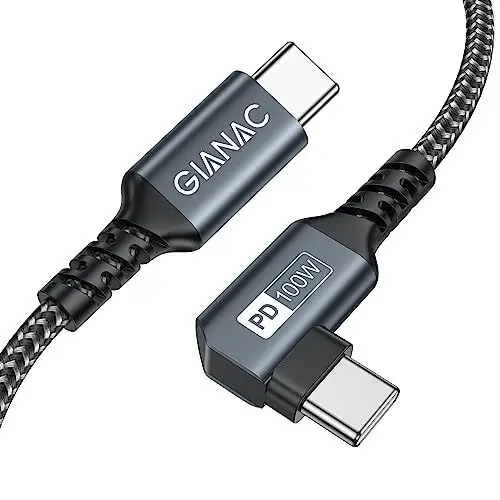 Produktbild: 100W USB C auf USB C Kabel 1M,90 Grad Schnellladekabel PD 5A USB Typ C Ladekabel mit E-Mark Chip für Macbook Pro··MacBook Air··iPad Pro··Samsung Galaxy··Huawei··ChromeBook Pixel··Tablet Google