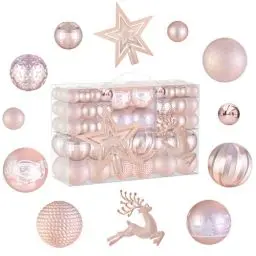 Produktbild: 102 Stück Weihnachtskugeln Rosegold Christbaumkugeln Kunststoff Weihnachtskugeln Set Outdoor,Weihnachtsbaumschmuck,Christbaumschmuck,Ceihnachtsbaumkugeln,Tannenbaum Kugeln