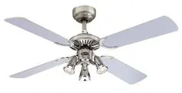 Produktbild: 105 cm Deckenventilator Princess Euro 72112 mit drei Strahlern und vier Flügeln, Ausführung in dunklem Zinn/Chrom