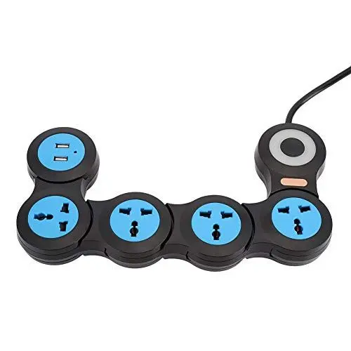 Produktbild: 10A Steckdosenleiste mit USB, 2500-3000W Multifunktional 5 Steckdosen Kreative Biegbare Steckdosenleiste, mit Betriebsanzeige(EU)