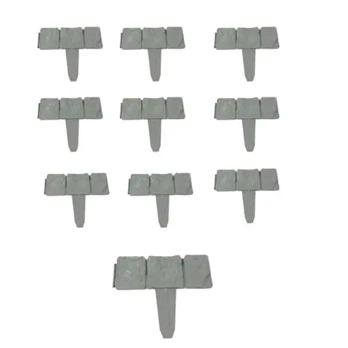Produktbild: 10er Set Beeteinfassung in Steinoptik Beetumrandung Grau Rasenkante Kunststoff Gartenpalisade Beetzaun Randstein Garten - 2,50 Meter Gesamtlänge (Steinoptik)