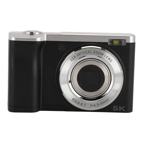 Produktbild: 10-Fach-Digitalkamera, 5K-Autofokus-Selfie-Kamera mit Touchscreen, 16 MP Vorne, 12 MP Hinten, 6-Achsen-Anti-Shake, Zeitraffer, Zeitlupe, für Webca, 5K-Digitalkamera