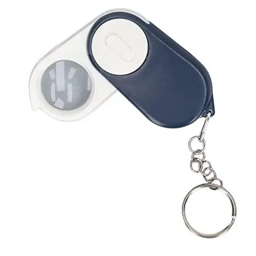 Produktbild: 10-fache Taschenlupe, Doppelschichtige Linsen, Zusammenklappbarer Mini-Handlupen-Schlüsselanhänger mit LED-Licht, Zum Lesen, Inspektion, ältere Menschen