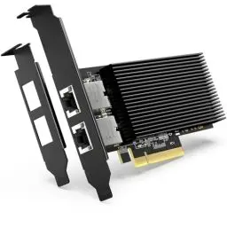 Produktbild: 10G PCI-E Netzwerkkarte mit 10Gbps Dual RJ45 Ports, Intel X540-T2 Controller, VIMIN 10Gb Ethernet Adapter Karte Kompatibel mit PCI Express X8, X16, Unterstützt Windows/Windows Server/Linux/VMware