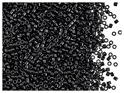 Produktbild: 10g Delica Seed Beads 11/0, Japanese Glass Beads Miyuki, Jet Schwarz