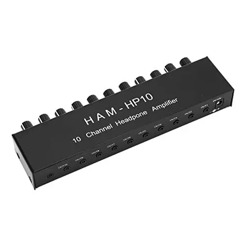 Produktbild: 10-Kanal-Kopfhörerverstärker-Verteiler, Stereo-Kopfhörer, Hp10 Ham für Audio, Mehrkanal, 12 DB, 10 K, 10-Kanal-Stereo-Kopfhörer, Legierung, Legierung, Stereoempfänger für