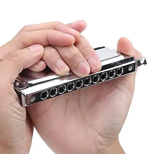Produktbild: 10-Loch-Mundharmonika, Spielmundharmonika Chromatische Mundharmonika Hohe Härte Weich Dick für Elektro für Profis