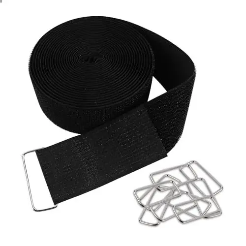 Produktbild: 10m Klettband, Klettverschluss, Klettband Kabelbinder, Klett Kabelbinder Zubehör 10 MetallverschlüSse Wiederverwendbare KabelbäNder Klettverschluss Selbstklebend ﻿