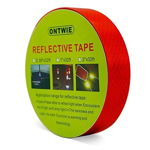 Produktbild: 10M Reflektierendes Warnband, ONTWIE Sicherheit Reflektierende Warnlicht Aufkleber Klebeband Rollen Streifen, Rot Farben für die Verschönerung der Fahrrad Motorrad Dekoration - 2.5 cm