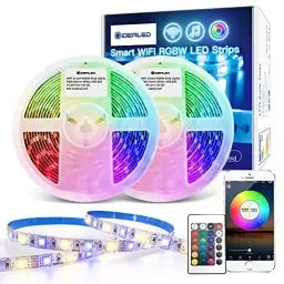 Produktbild: 10m WiFi RGBW LED Streifen Kit,Smart App Steuerung RGB+Warmweiß Lichtstreifen Farbwechsel,Alexa LED Strips Musik Sync,Stimmenkontrolle Kompatibel mit Alexa/Google Assistant für Ambiance Lighting