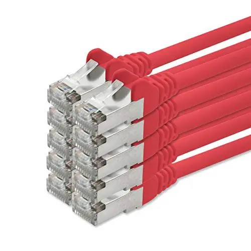 Produktbild: 10m - Rot - 10 Stück Cat 5e Kabel Patchkabel Lankabel Set Netzwerkkabel SFTP Kompatibel zu Cat5 Cat6 Cat7 Cat8 für Router Modem Patchpanel Internet Smart TV