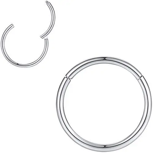 Produktbild: 1,0mm 8mm Reifen Nasenringe für Männer und Frauen Nasenring Reifen Silber Septum Clicker Scharnierring 316L Chirurgenstahl Silber Körper Piercing Ohrringe für Knorpel Helix Ohrkolben Daith Rook