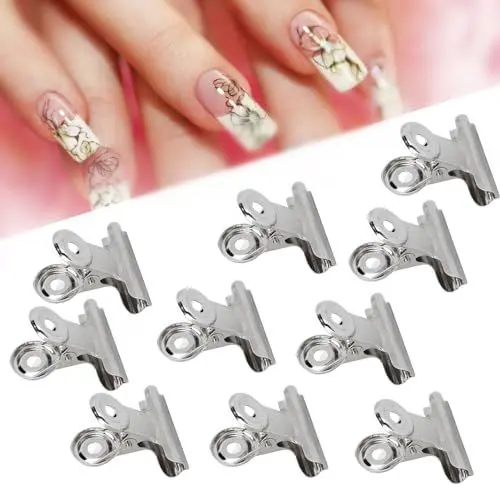 Produktbild: 10Pcs Nagel Klemmen Clip Metall Nagelverlängerung Clip Nail Art Werkzeug Fiberglas Fixationer Zubehör Nail Art Ausrüstung Langlebig Praktisches Zuhause DIY Salon