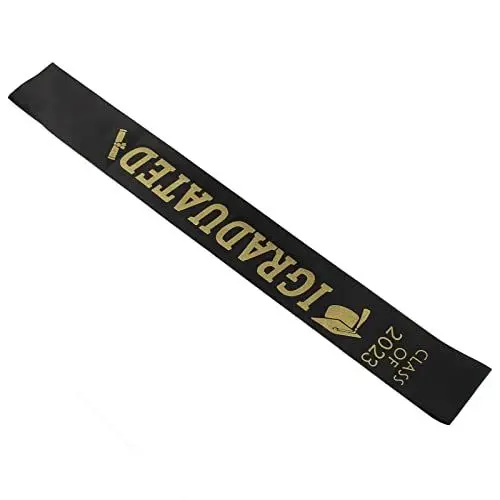 Produktbild: 10Pcs Prüfung Bestanden Schärpe, Schulabschluss Klasse von 2023 mit Gold Glitter Letter I Graduated für Party Absolventen Satin Schärpe erfolgreichen Abschlussfeiern